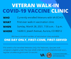 Va Eastern Colorado Health Care System Veterans Are You Vaccinated We Are Pleased To Host Our First Ever Walk In Covid19 Vaccination Clinic For Enrolled Veterans On Sunday March 28 At 14280 E