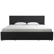 Dark brown textured fabric with nailhead trim. Elizabeth Tufted Upholstered Low Profile Storage Platform Bed Modern Platform Bed Mid Century Modern Platform Beds Upholstered Platform Bed