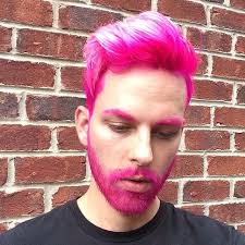 Why Limit Hothotpink To Just Your Head It Also Dyes A Mean Beard And Brow Mens Hair Colour Hot Pink Hair Men Hair Color