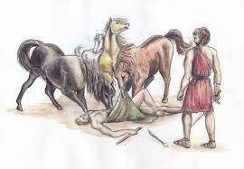 An ancient greek myth for kids the 10th labor of hercules the mares of king diomedes. Mares Of Diomedes These Ancient Creatures Are Thought To Be Demons Trapped Inside The Bodies Of Horses Du Mythological Creatures Mythical Creatures Creatures