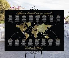 Wedding Seating Chart Rush Service Gold World Map Plane