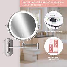 Save $ 144.20 (19 %) 60 in. Buy 8 Led Lighted Wall Mounted Makeup Mirror Double Sided 10x Magnifying Vanity Light Up Mirror For Bathroom Shaving Dimmable Led Lights 3 Color Modes Extendable Arm Touch Control Nickel Finish Online