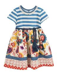Details About Counting Daisies By Rare Editions Ivory Blue Striped Floral Dress Girls 4 Or 5
