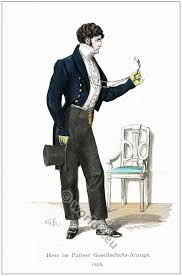 I usually only like 19th and early 20th centuries for men's clothing, bit the 18th century jackets are actually pretty cool looking. Men In Parisian Society Suits 19th Century