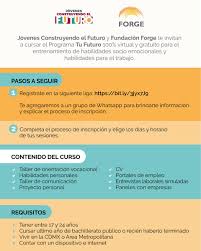Programa jóvenes construyendo el futuro. Jovenes Construyendo El Futuro On Twitter Jcf Y Fundacion Forge Convocan A Aprendices Y Egresados Del Programa A Concursar Por Una Capacitacion En Linea Para Desarrollar Habilidades Para La Vida Y El