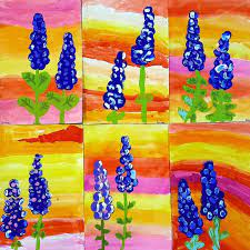 Kindergarten Blue Bonnet Paintings Kindergarten Art Projects Elementary Art Projects Texas Art Projects