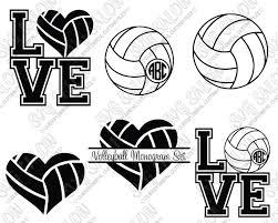 Download Volleyball Monogram Cutting File Set In Svg Eps Dxf Jpeg And Png Format Svg Salon SVG, PNG, EPS, DXF File