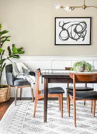 Fabric upholstered dining chairs, more often than not, form feature pieces in the dining room. Clean And Modern Dining Room Progress Little House Of Four Creating A Beautiful Home One Thrifty Project At A Time Clean And Modern Dining Room Progress