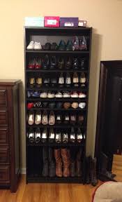 Most of these shoe racks are made from used items that are modified in color and look more attractive. Ikea Billy Bookshelf Turned Into A Shoe Rack Works Beautifully Diy Shoe Rack Shoe Rack Closet Shoe Storage