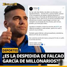💔 ¿DESPEDIDA DE FALCAO? El Tigre 🐅 agradece profundamente a la hinchada  de Millonarios y expresa su tristeza por no haber alcanzado la final: "Es  uno de los momentos más difíciles de