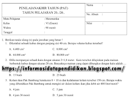 We did not find results for: Soal Dan Jawaban Pat Matematika Kelas 6 Semester 2 Tahun 2020 Informasi Data Pendidikan