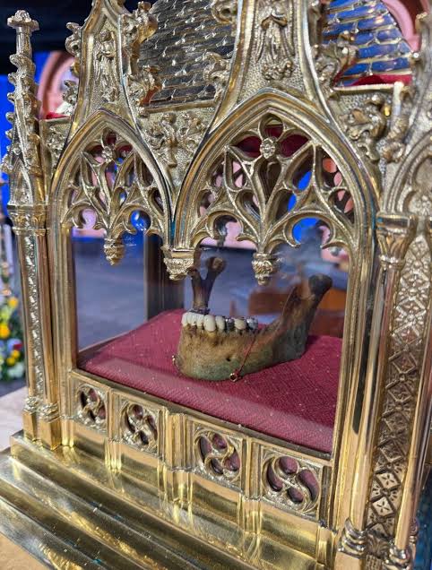 Reliquary containing Blessed Fulton Sheen's jawbone, AI generated