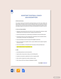Free Assistant Football Coach Job Ad And Description Template Google Docs Word Template Net Job Description Template Job Description Jobs For Teachers