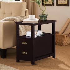 In your living room, opt for a media cabinet that can conceal your devices and provide extra storage. End Table Shelf Narrow Nightstand Side Chair Living Room Furniture Brown Ebay