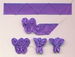 Nostalgic Needleart Ruched Ribbon Violets Ribbon Embroidery Tutorial Silk Ribbon Embroidery Ribbon Embroidery