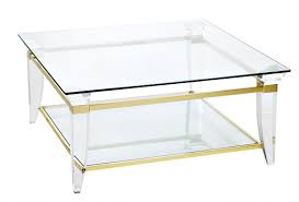 table basse carree 2 plateaux de verre structure en altuglas et laiton dore ou argente sur mesure table basse carree table basse deco appartement