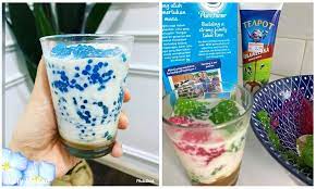 Sagu 1 cawan daun pandan gula melaka 2 keping gula pasir 3 sudu pewarna pilihan susu cair selamat. Resepi Dessert Moden Sagu Gula Melaka Teapot Dan Susu Full Cream Daily Makan