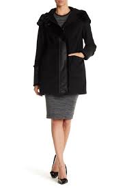 Dkny Hooded Faux Fur Wool Blend Coat Nordstrom Rack