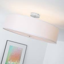 Lampe hauteur 49 metal base ronde abat jour. Moderne Deckenleuchte Mit Textilschirm 3 Flammig O 60 Cm 3x E27 Max 60w Metall Textil Weiss Chrom