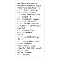 We did not find results for: Lowongan Kerja Warung Makan Ums Di Solo Info Loker Solo