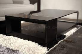 Treble Coffee Table Beverly Hills Espresso W Black Glass Top
