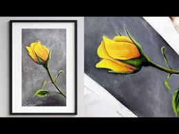 Step By Step Acrylic Painting On Canvas For Beginners Yellow Rose Art Ideas How To Paint Youtube In 2020 Rose Painting Acrylic Rose Art Painting
