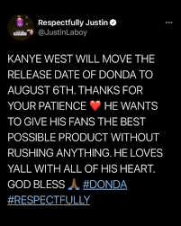 15 hours ago · kanye west's revised release date for donda is august 6—but fans waiting up all night to finally grab a copy have been left disappointed. Kanye West S Donda Album Release Reportedly Delayed By 2 More Weeks Starsvibe Com