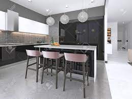 See more ideas about counter stools, modern counter stools, bar stools. Modern Kitchen With An Island And Bar Stools With Built In Appliances Stock Photo Picture And Royalty Free Image Image 113376598