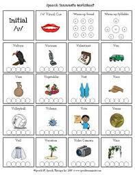 Articulation Worksheet With Words To Help A Child Say The V Initial Sound Articulation Worksheets Initial Sounds Speech Articulation
