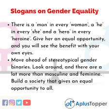 (october 2017) formations of femininity: Slogans On Gender Equality Unique And Catchy Slogans On Gender Equality In English A Plus Topper