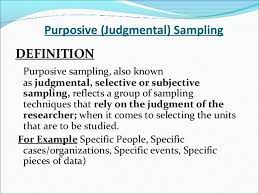 Purposive Judgmental Sampling Probability Things To Come The Unit