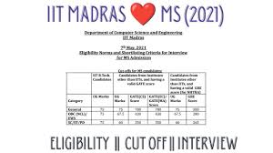 Gate 2021 exam eligibility, application fees, syllabus admit card gate 2020 score card validity pattern, how to apply, gate 2021 official brochure two new subjects are added: Iit Madras Ms Shortlisting 2021 Cut Off Eligibility Marks Cse Department Youtube