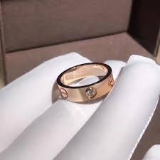 Inspired Cartier Love Wedding Band With One Diamond Pink Gold Cartier Wedding Rings Cartier Love Ring Cartier Ring