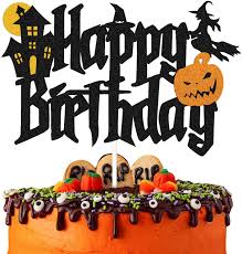 5 out of 5 stars. Amazon Com Yoymarr Halloween Cake Topper Happy Birthday Sign Cake Decorations For Halloween Wizard Ghost Pumpkin Themed Birthday Party Supplies Black Sparkle Decor Toys Games