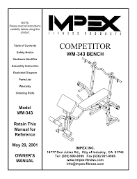 Impex Competitor Wm 343 Users Manual Manualzz Com