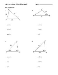 Click on the highlighted text for either side c or angle c to initiate calculation. Law Of Sines Cosines Worksheet By Sarah Dragoon Tpt