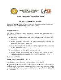 Training Program T Sample Evaluation Health Format Of Management In Monitoring And Evaluation Report Report Writing Template Report Writing Training Evaluation