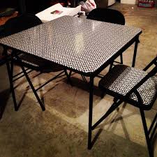 Recovered Card Table From Craigslist Chairs With Greek Key Fabric Clear Vinyl On The Table Exactly 2 Yards Of Fabric Furniture Projects Decor Home Decor