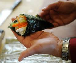 Roll or maki is cut into small pieces while a hand roll is made of a rolled cone of seaweed. Sushi For Beginners Five Steps To Making Sushi At Home The Denver Post