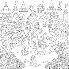 Surfnetkids » coloring » house » mushroom house. Fantasy Town Fairytale Mushroom House Magic Heart Shaped Trees Royalty Free Cliparts Vectors And Stock Illustration Image 106356346
