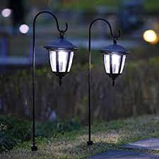 Tomcare solar lights solar lanterns dancing flame outdoor hanging lantern. Maggift 34 Inch Hanging Solar Lights Dual Use Shepherd Hook Lights With 2 Shepherd Hooks Outdoor Solar Coach Lights 2 Pack Amazon Com