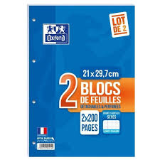Oxford Lot De 2 Blocs De Feuilles Colles Cote Perfores 200 Pages Seyes 90g En 2020 Page Seyes Oxford Et Bloc
