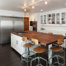 Love This Butcher Block Countertop On This Mid Century Modern Kitchen Island M Modern Kitchen Island Modern Kitchen Remodel Mid Century Modern Kitchen Island