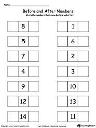 Before And After Numbers 0 Through 15 Part 2 Kindergarten Math Worksheets Preschool Number Worksheets Kindergarten Math