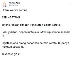 Check spelling or type a new query. Simpan Spray Iron Dalam Kereta Wanita Jadi Saksi Cermin Kereta Meletup