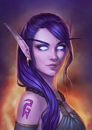 Adorable Void Elf Girl Portrait World Of Warcraft Game Digital Draw Artist June Jenssen Elf Art Warcraft Art World Of Warcraft