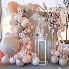 Online Shop 105pcs Balloon Arch Garland Kit Macaron Peach Grey Pastel Balloons Party Decor In 2020 Girl Shower Themes Girl Baby Shower Decorations Baby Shower Balloons