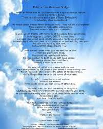 Rainbow bridge printable poems include the well known rainbow bridge poem, personalized for your pet. Free Death Poems