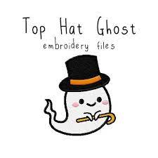 Top Hat Ghost Embroidery Machine Files Pattern Design Hus Jef Etsy Machine Embroidery Patterns Machine Embroidery Ghost Embroidery