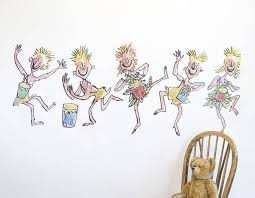 Transform Your Walls With This Splendiferous Wall Sticker Of Oompa Loompas Beautifully Illustrated By Quen Oompa Loompa Quentin Blake Illustrations Roald Dahl